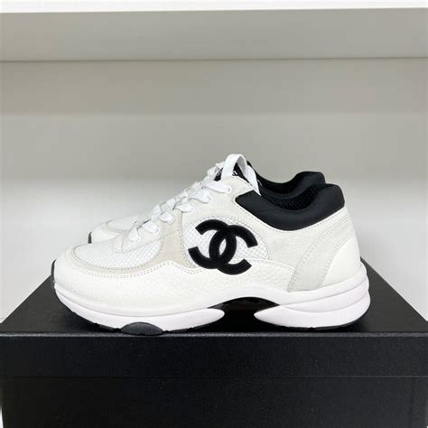 chanel sneakers grijs|chanel black and white sneakers.